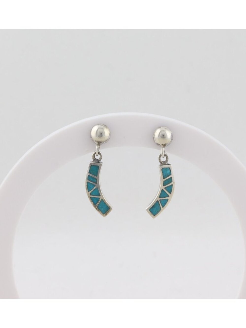 Sterling Silver Natural Turquoise Earrings Dangle Drop 1" x 3/16" inch - Picture 7 of 7